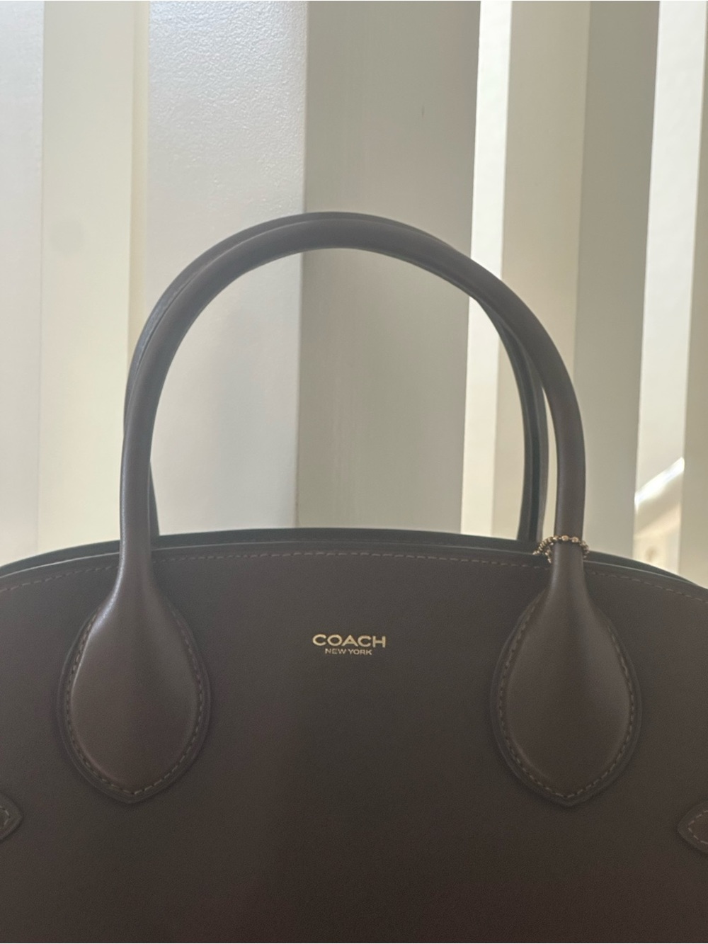 Coach Dark Brown Leather Satchel with Gold Logo